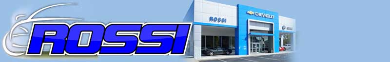 An image of the Rossi Chevrolet logo overlaid on top of an image of the Rossi storefront